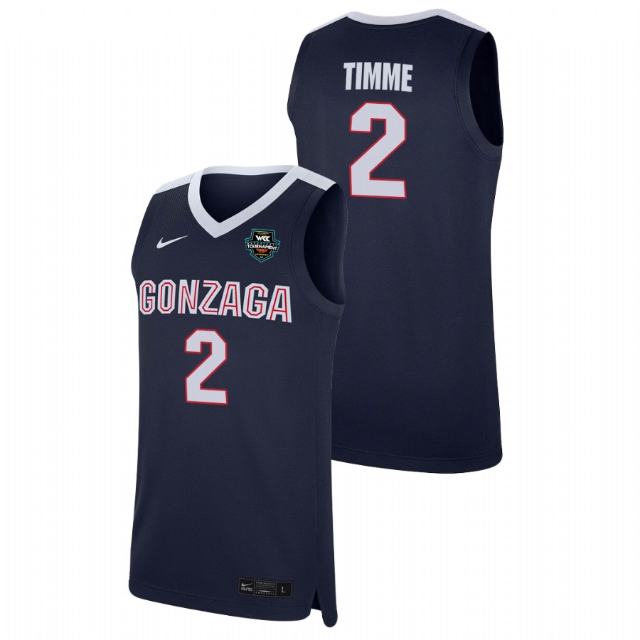 Men's Gonzaga Bulldogs Drew Timme 2021 WCC Basketball Conference Tournament Champions Replica Jersey Navy