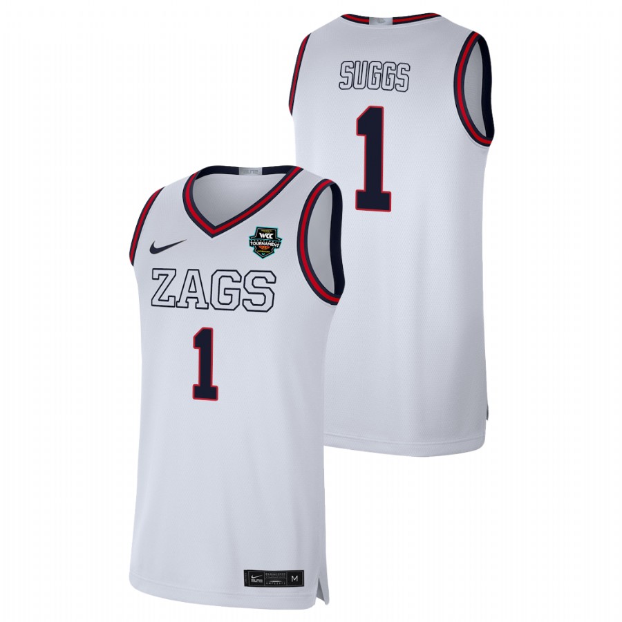 Men's Gonzaga Bulldogs Jalen Suggs 2021 WCC Basketball Conference Tournament Champions Limited Jersey White