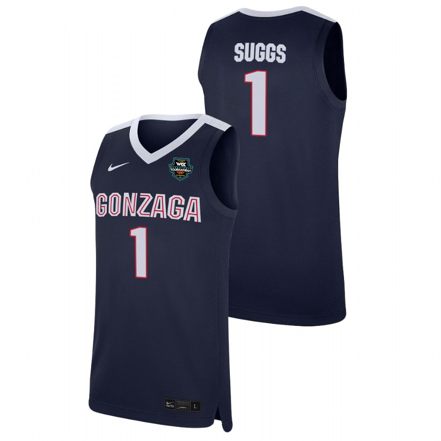 Men's Gonzaga Bulldogs Jalen Suggs 2021 WCC Basketball Conference Tournament Champions Replica Jersey Navy