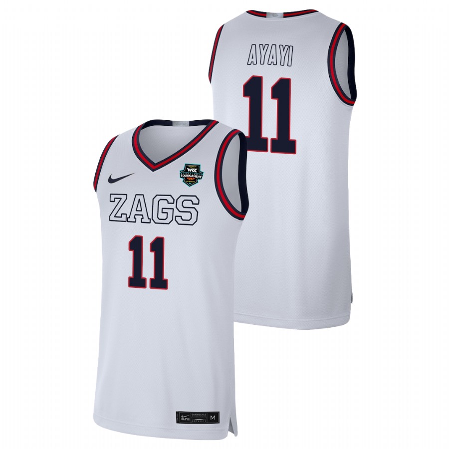 Men's Gonzaga Bulldogs Joel Ayayi 2021 WCC Basketball Conference Tournament Champions Limited Jersey White