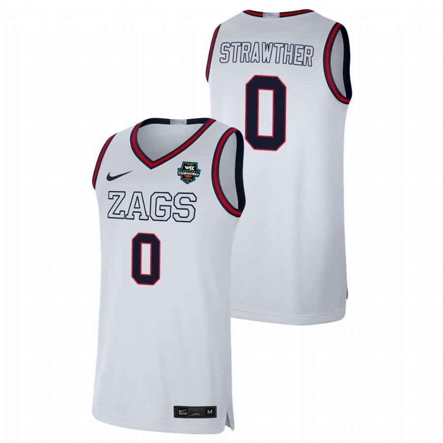 Men's Gonzaga Bulldogs Julian Strawther 2021 WCC Basketball Conference Tournament Champions Limited Jersey White