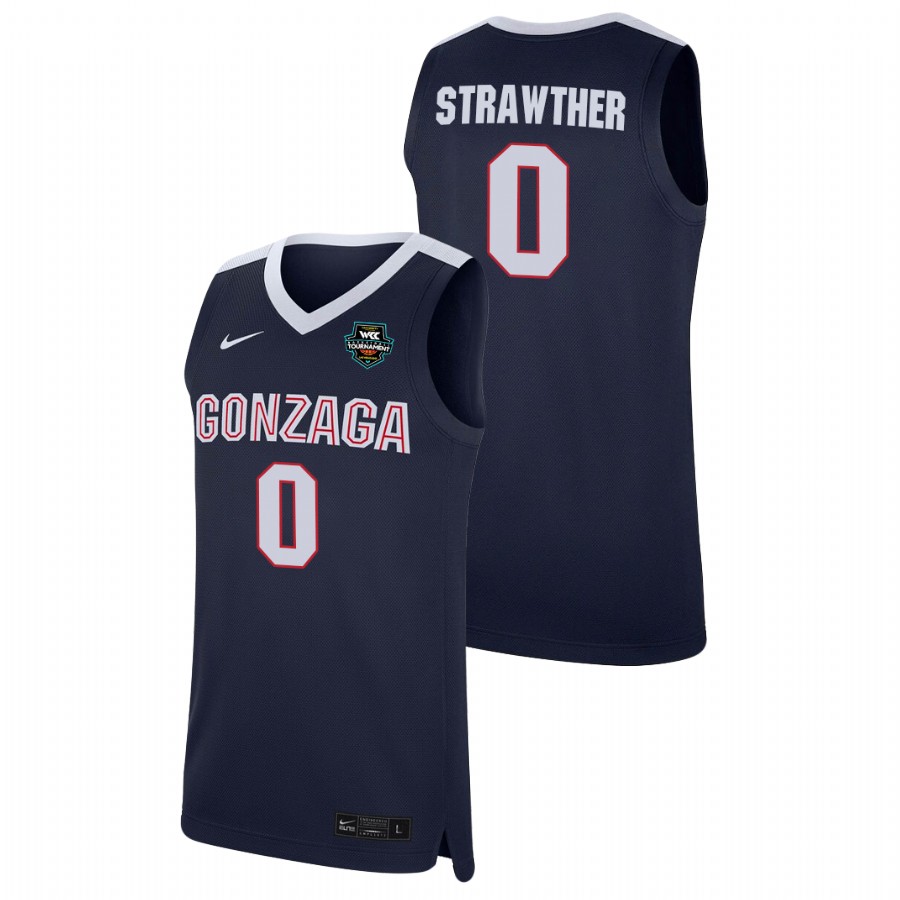 Men's Gonzaga Bulldogs Julian Strawther 2021 WCC Basketball Conference Tournament Champions Replica Jersey Navy