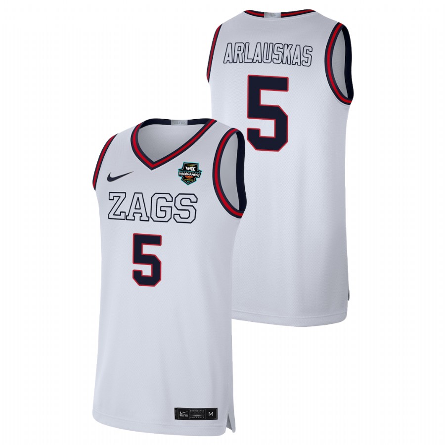 Men's Gonzaga Bulldogs Martynas Arlauskas 2021 WCC Basketball Conference Tournament Champions Limited Jersey White