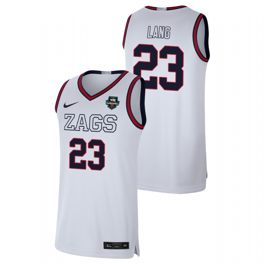 Men's Gonzaga Bulldogs Matthew Lang 2021 WCC Basketball Conference Tournament Champions Limited Jersey White
