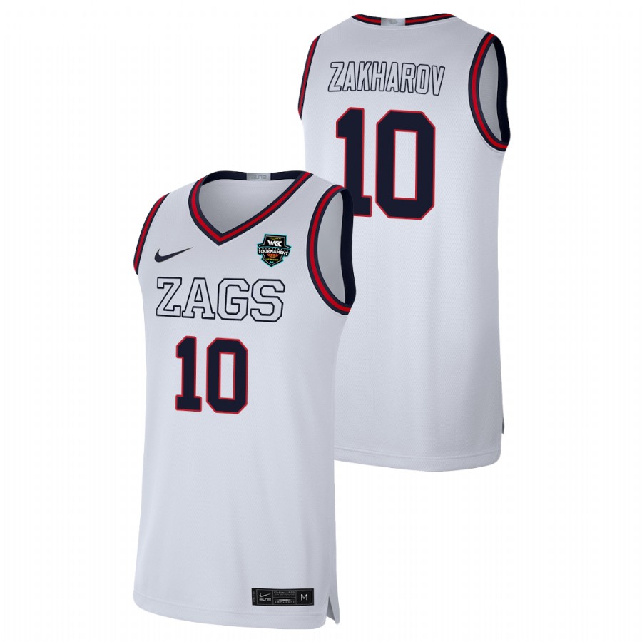 Men's Gonzaga Bulldogs Pavel Zakharov 2021 WCC Basketball Conference Tournament Champions Limited Jersey White