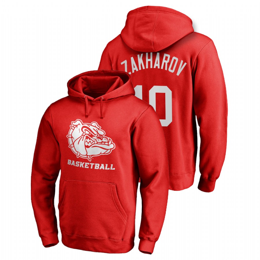 Men's Gonzaga Bulldogs Pavel Zakharov Red Name & Number Personalized Basketball Hoodie