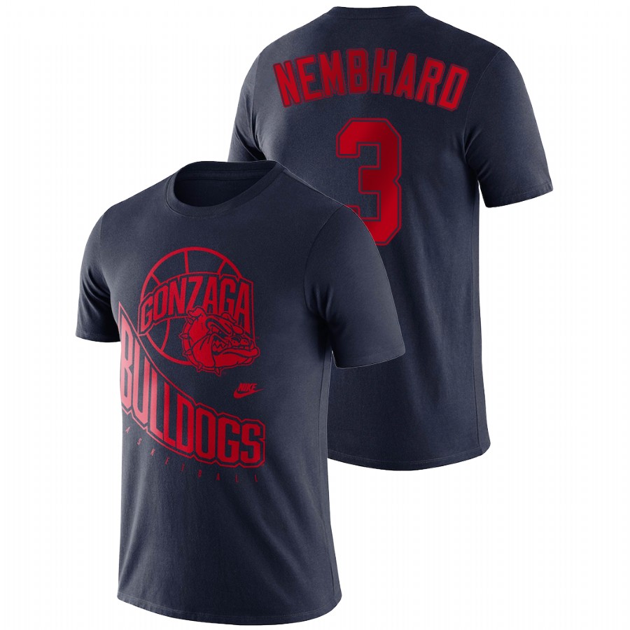 Men's Gonzaga Bulldogs Retro Basketball Andrew Nembhard Navy T-Shirt