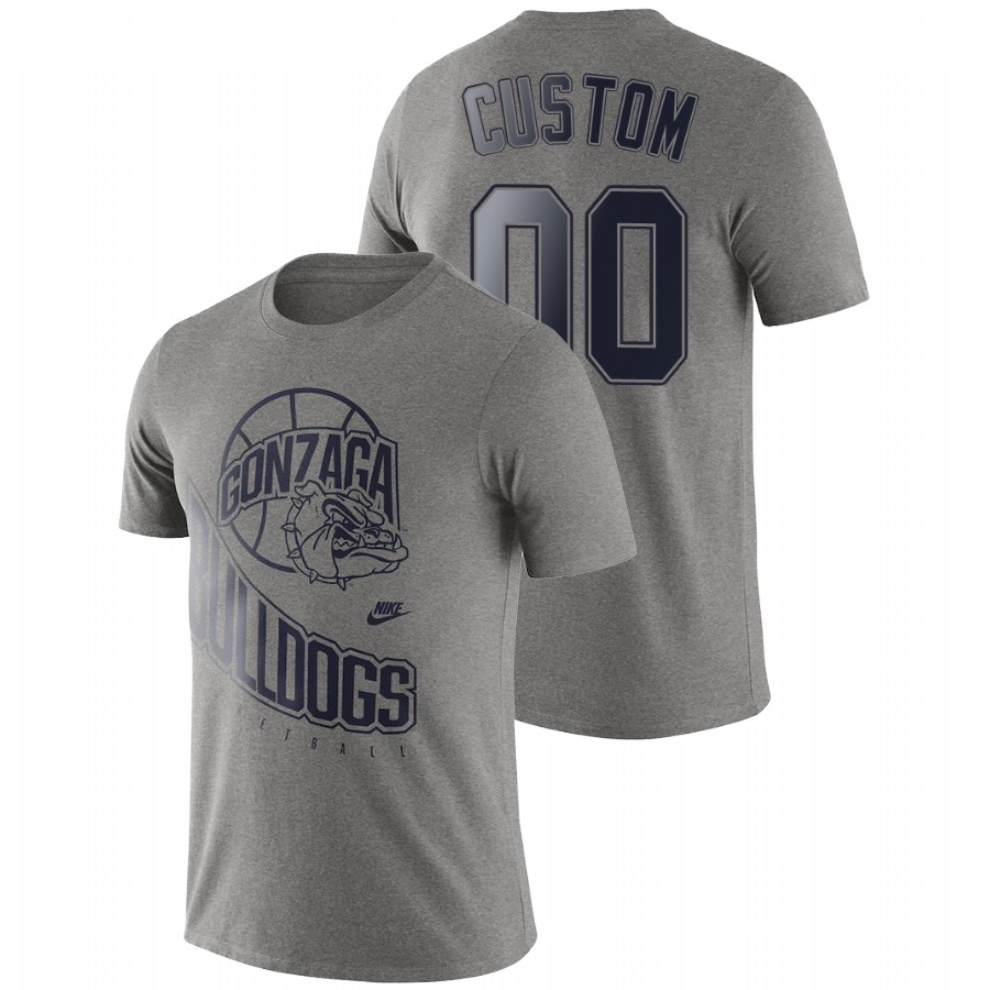Men's Gonzaga Bulldogs Retro Basketball Custom Heathered Gray T-Shirt