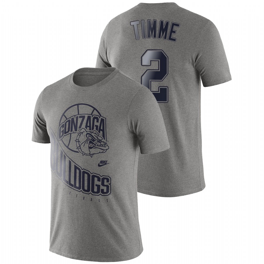 Men's Gonzaga Bulldogs Retro Basketball Drew Timme Heathered Gray T-Shirt