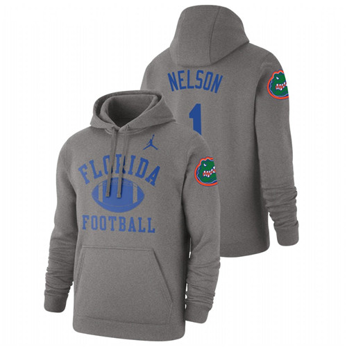 Men's Gray Florida Gators Reggie Nelson Retro Football Pullover Hoodie