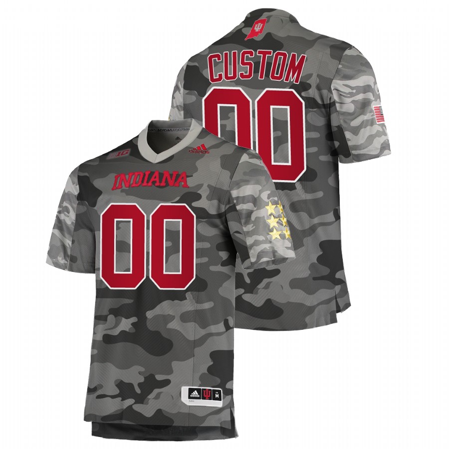 Men's Gray Indiana Hoosiers Custom College Football Salute To Service Jersey