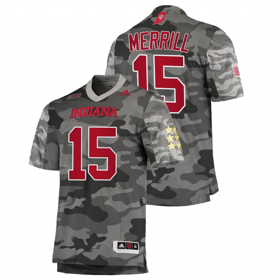Men's Gray Indiana Hoosiers Zack Merrill College Football Salute To Service Jersey