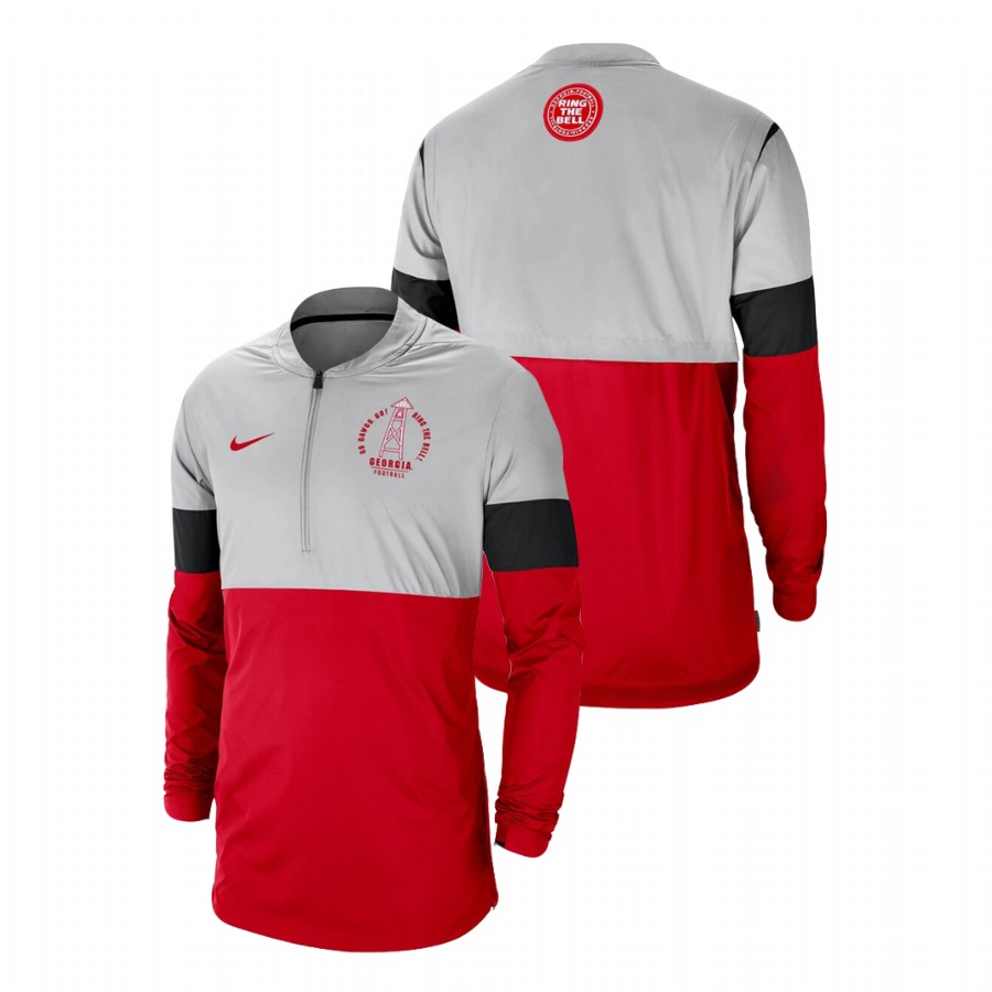 Men's Gray Red Georgia Bulldogs Rivalry Half-Zip Football Jacket