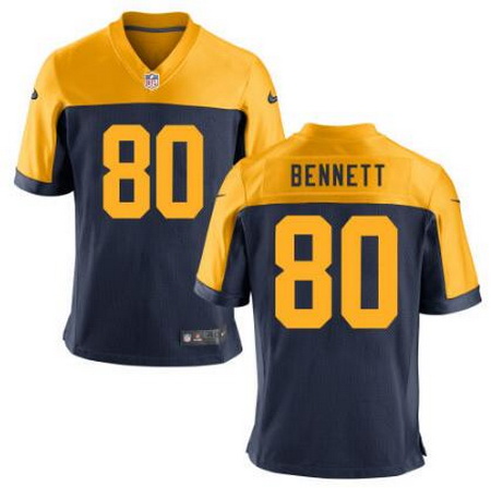 Men's Green Bay Packers #80 Martellus Bennett Nike Elite NavyGold Alternate NFL Jersey