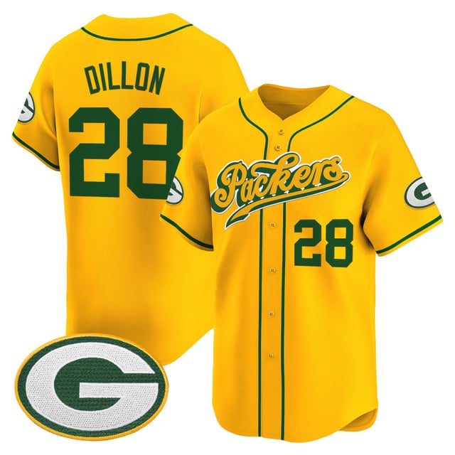 Men's Green Bay Packers 2025 Vapor Baseball Jersey V2 gold #28 AJ Dillon