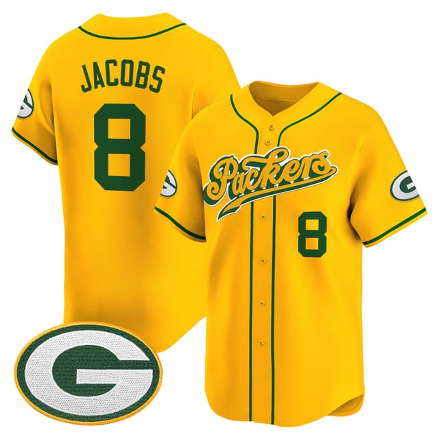 Men's Green Bay Packers 2025 Vapor Baseball Jersey V2 gold #8 Josh Jacobs