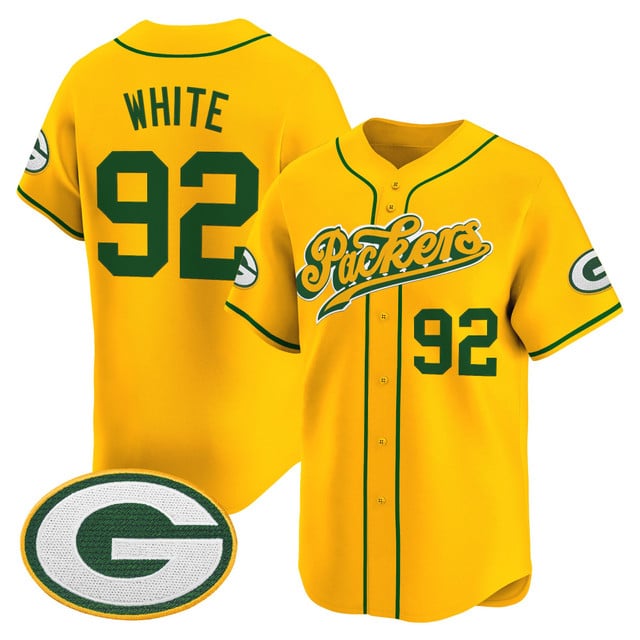 Men's Green Bay Packers 2025 Vapor Baseball Jersey V2 gold #92 Reggie White