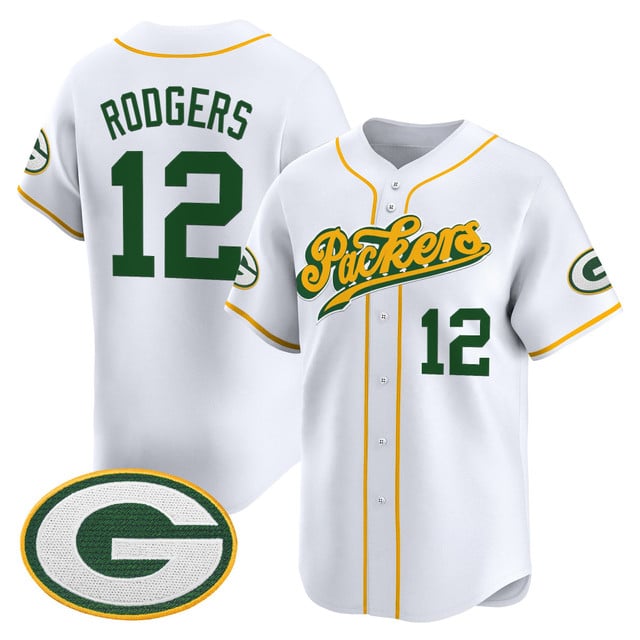 Men's Green Bay Packers 2025 Vapor Baseball Jersey V2 white #12 Aaron Rodgers
