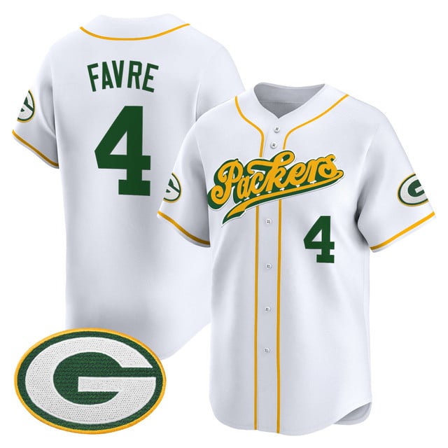 Men's Green Bay Packers 2025 Vapor Baseball Jersey V2 white #4 Brett Favre