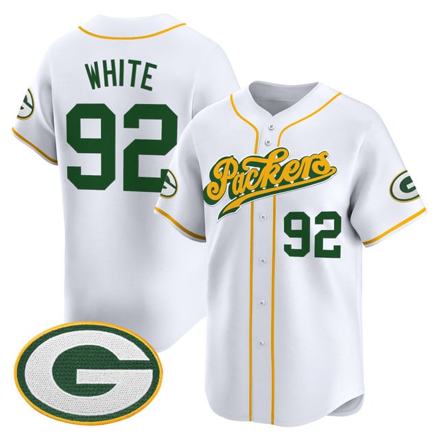 Men's Green Bay Packers 2025 Vapor Baseball Jersey V2 white #92 Reggie White