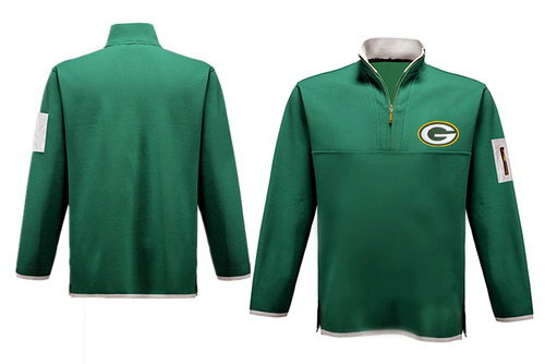 Men's Green Bay Packers Blank Antigua Green Fortune Sweater Knit Microfleece Quarter-Zip Pullover Green Jacket