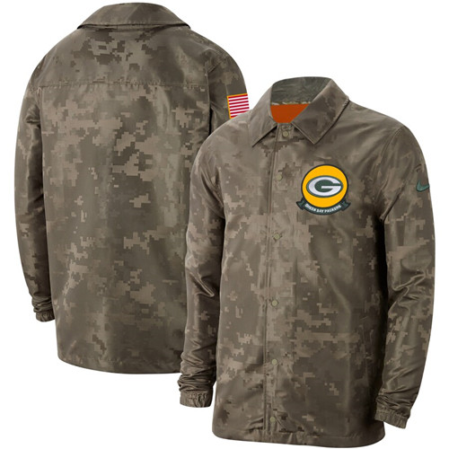 Men's Green Bay Packers Nike Camo 2019 Salute To Service Sideline Full Zip Lightweight Jacket