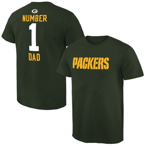 Men's Green Bay Packers Pro Line College Number 1 Dad T-Shirt Green