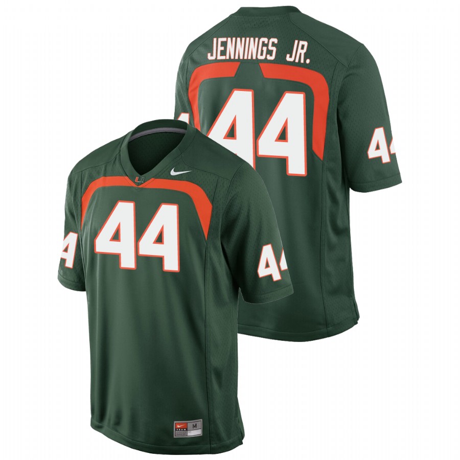 Men's Green Miami Hurricanes Bradley Jennings Jr. Game College Football Jersey Men's Jersey Miami Hurricanes Green Bradley Jennings Jr. Game College Football Jersey