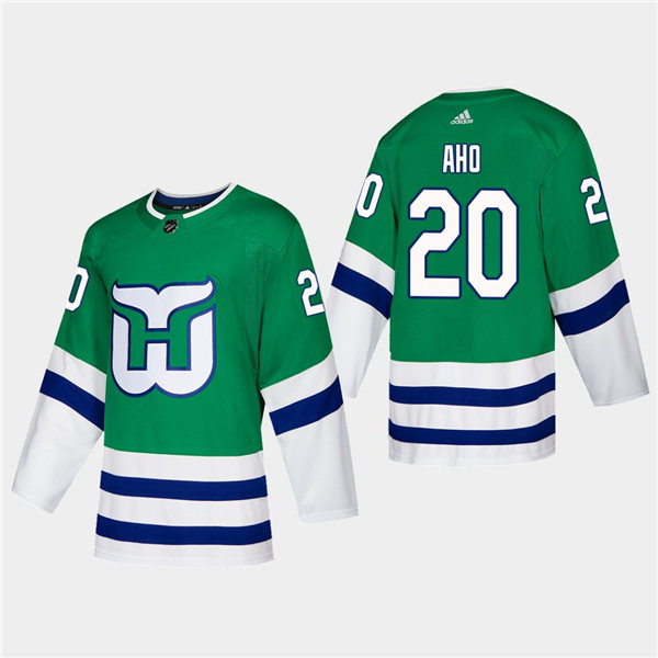 Men's Hartford Whalers #20 Sebastian Aho 2019-20 Heritage Authentic Green Player Stitched Jersey