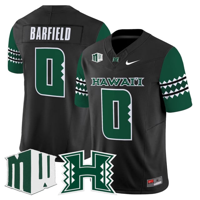 Men's Hawai'i Rainbow Warriors 2025 Vapor Limited Jersey black #0 Cam Barfield