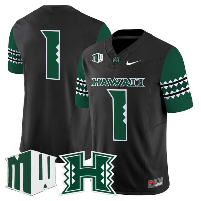 Men's Hawai'i Rainbow Warriors 2025 Vapor Limited Jersey black #1