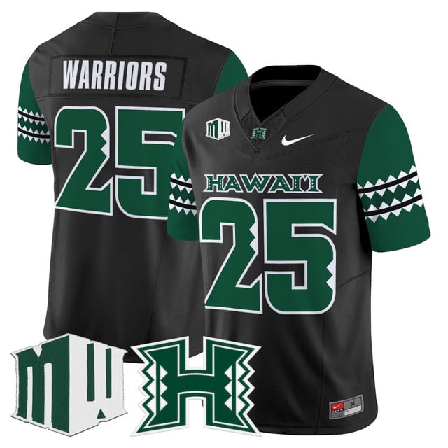 Men's Hawai'i Rainbow Warriors 2025 Vapor Limited Jersey black #25 Warriors