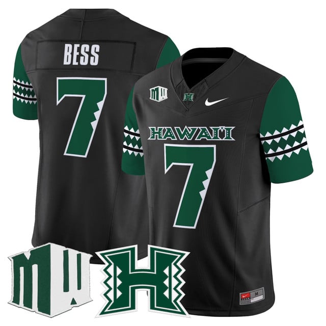 Men's Hawai'i Rainbow Warriors 2025 Vapor Limited Jersey black #7 Davone Bess