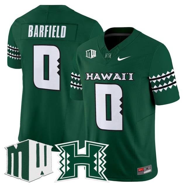 Men's Hawai'i Rainbow Warriors 2025 Vapor Limited Jersey green #0 Cam Barfield