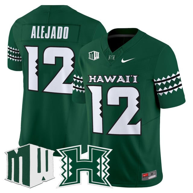 Men's Hawai'i Rainbow Warriors 2025 Vapor Limited Jersey green #12 Micah Alejado
