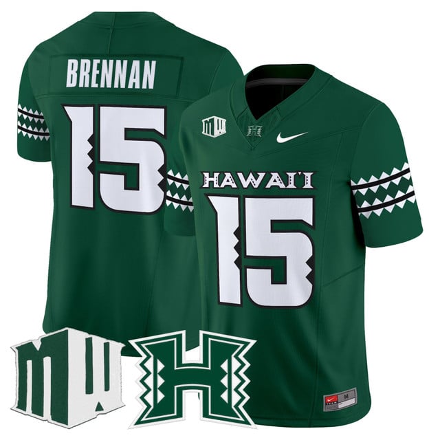 Men's Hawai'i Rainbow Warriors 2025 Vapor Limited Jersey green #15 Colt Brennan