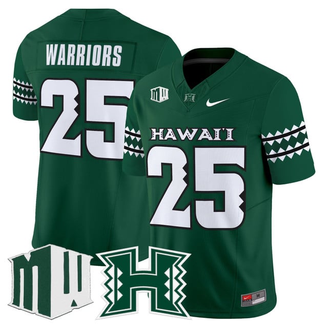 Men's Hawai'i Rainbow Warriors 2025 Vapor Limited Jersey green #25 Warriors