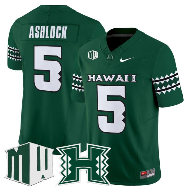 Men's Hawai'i Rainbow Warriors 2025 Vapor Limited Jersey green #5 Pofele Ashlock
