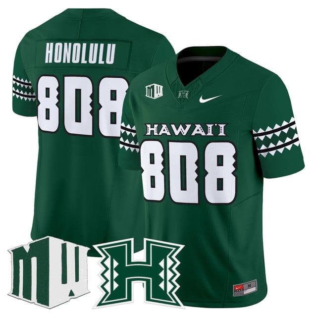 Men's Hawai'i Rainbow Warriors 2025 Vapor Limited Jersey green #808 Honolulu