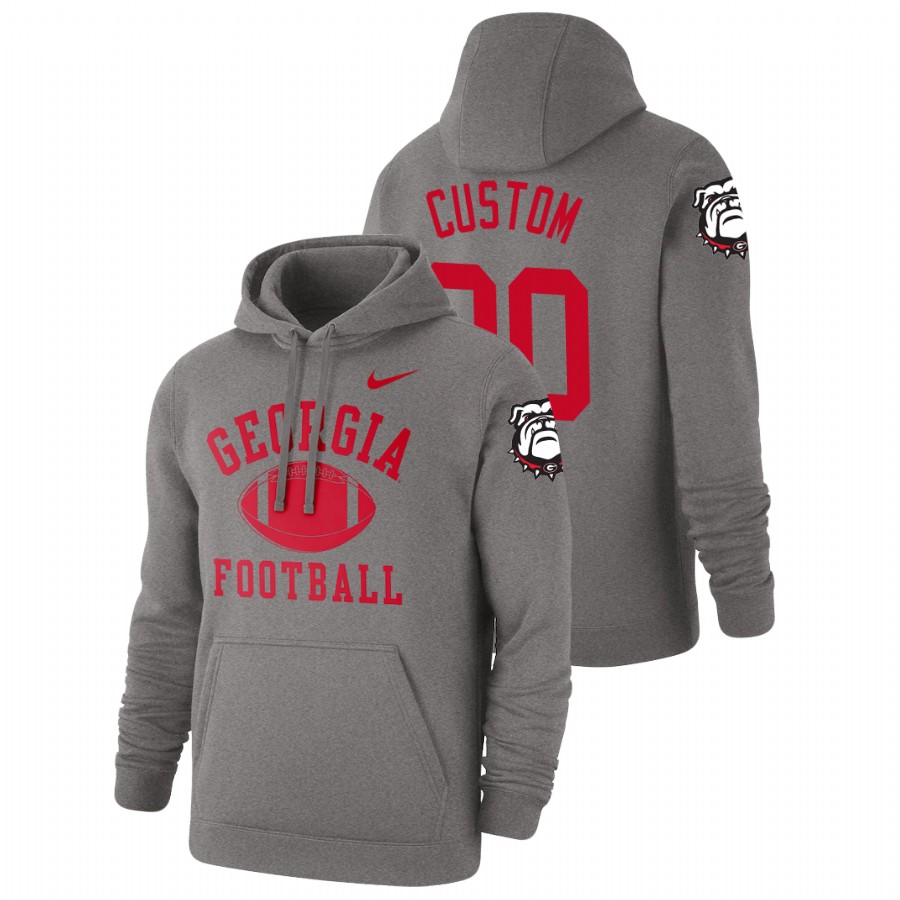 Men's Heathered Gray Georgia Bulldogs Custom Retro Football Pullover Hoodie