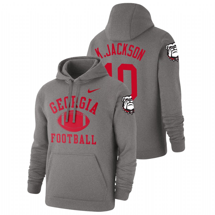 Men's Heathered Gray Georgia Bulldogs Kearis Jackson Retro Football Pullover Hoodie