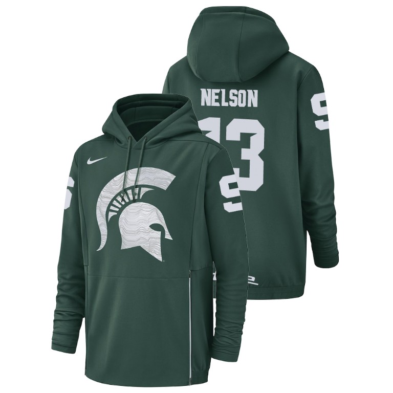 Men's Hoodie Men's Michigan State Spartans Green Laress Nelson Football Performance Hoodie