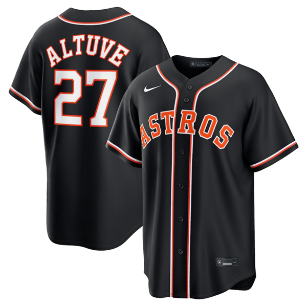 Men's Houston Astros #27 Jose Altuve 2026 Black Out Stitched Baseball Jersey