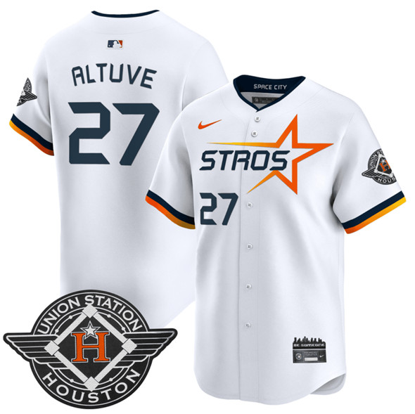 Men's Houston Astros #27 Jose Altuve White 2025 City Connect Limited Stitched Baseball Jersey