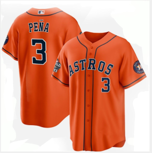 Men's Houston Astros #3 Jeremy Pe?a Orange 2022 World Series Home Stitched Baseball Jersey