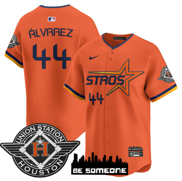 Men's Houston Astros #44 Yordan Alvarez Orange 2025 City Connect Limited Stitched Baseball Jersey