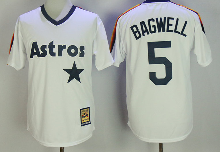 Men's Houston Astros #5 Jeff Bagwell Fanatics Authentic Majestic White Cooperstown Collection Autographed Jersey