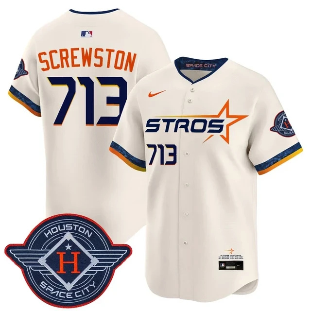 Men's Houston Astros 2025 City Connect Vapor Limited Jersey CREAM #713 SCREWSTON