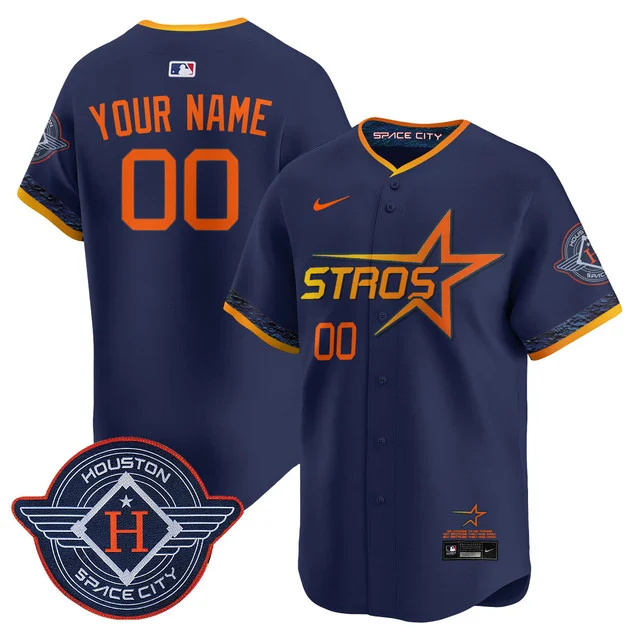 Men's Houston Astros 2025 City Connect Vapor Limited Jersey CUSTOM NAVY