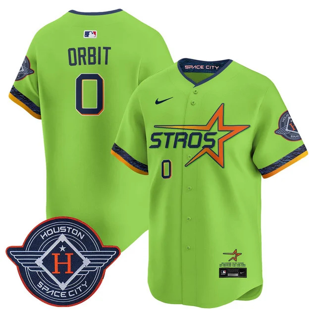 Men's Houston Astros 2025 City Connect Vapor Limited Jersey GREEN #0 ORBIT